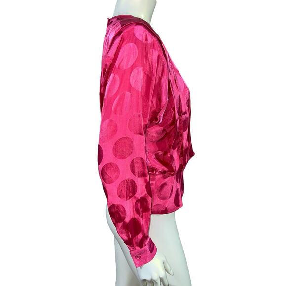 Nilani Vintage Pink Polka Dot Blouse, 70s/80s Style, Size 7/8 Office or Casual - Picture 5 of 7